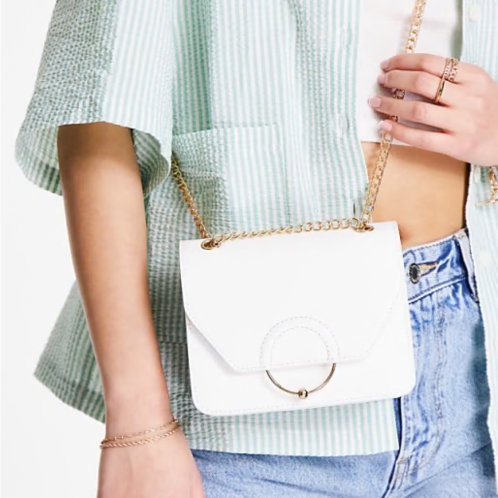 NEW White & Gold Chain Shoulder Bag